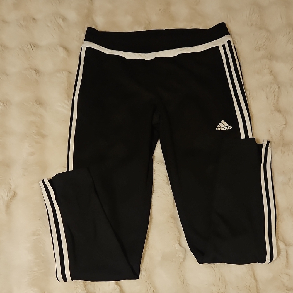 Adidas Womens Black Joggers with White Stripes
